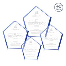 Belmar Steiner Blue Polygon Crystal Trophy - Employee Awards