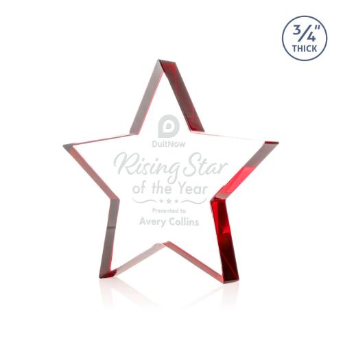 Awards and Plaques - Crystal Trophies - Esna Star Red Crystal Trophy