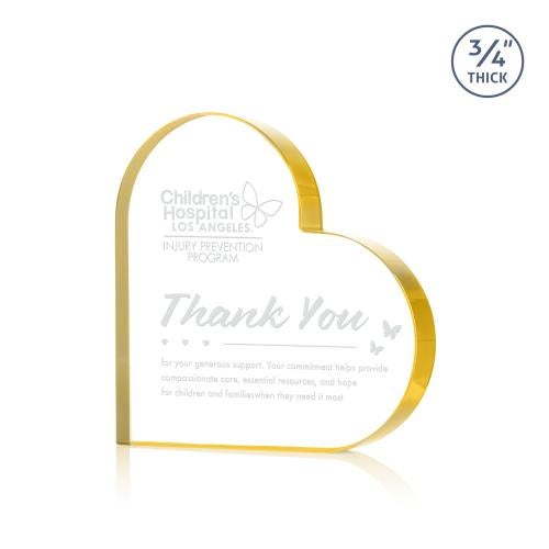 Awards and Plaques - Crystal Trophies - Davina Heart Gold Unique Crystal Trophy