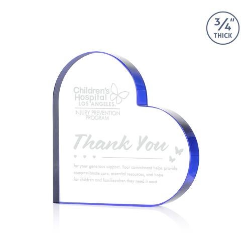 Awards and Plaques - Crystal Trophies - Davina Heart Blue Unique Crystal Trophy