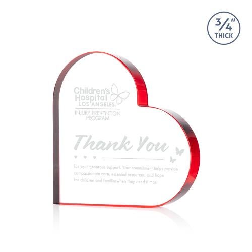 Awards and Plaques - Crystal Trophies - Davina Heart Red Unique Crystal Trophy