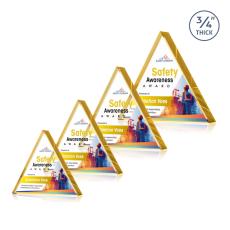 Arriaga Triangle Full Color Gold Pyramid Crystal Trophy - Employee Awards