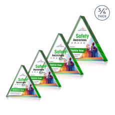 Arriaga Triangle Full Color Green Pyramid Crystal Trophy - Employee Awards