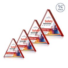 Arriaga Triangle Full Color Red Pyramid Crystal Trophy - Employee Awards