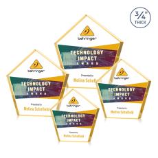 Belmar Steiner Full Color Gold Polygon Crystal Trophy - Employee Awards