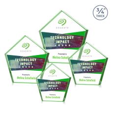 Belmar Steiner Full Color Green Polygon Crystal Trophy - Employee Awards