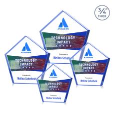 Belmar Steiner Full Color Blue Polygon Crystal Trophy - Crystal Paperweights