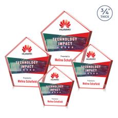 Belmar Steiner Full Color Red Polygon Crystal Trophy - Employee Awards