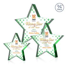 Esna Star Full Color Green Crystal Trophy - Crystal Star Trophies