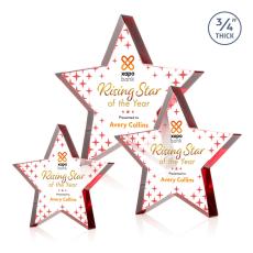 Esna Star Full Color Red Crystal Trophy - Crystal Star Trophies