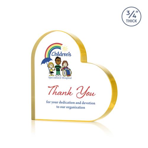 Awards and Plaques - Crystal Trophies - Davina Heart Full Color Gold Unique Crystal Trophy