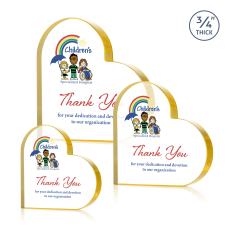 Davina Heart Full Color Gold Unique Crystal Trophy - Crystal Trophies