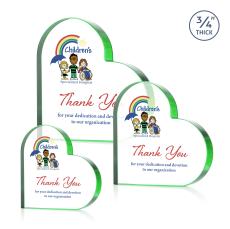 Davina Heart Full Color Green Unique Crystal Trophy - Crystal Trophies