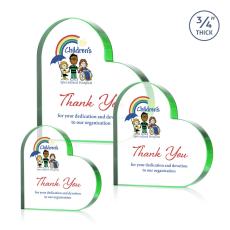 Davina Heart Full Color Green Unique Crystal Trophy - Glass Trophies