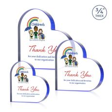 Davina Heart Full Color Blue Unique Crystal Trophy - Glass Trophies