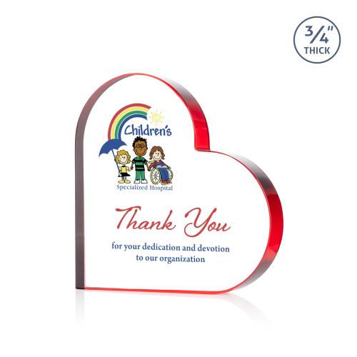 Awards and Plaques - Crystal Trophies - Davina Heart Full Color Red Unique Crystal Trophy