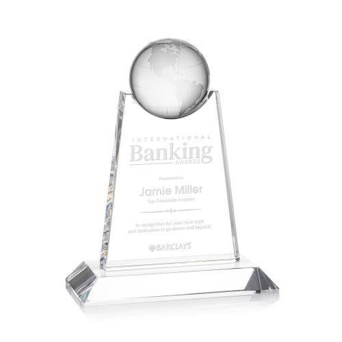 Awards and Plaques - Crystal Trophies - Mayes Globe Crystal Trophy