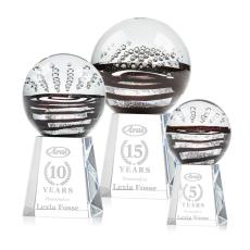 Cummins on Medium Crystal Base Clear Globe Glass Trophy - Art Glass Trophies