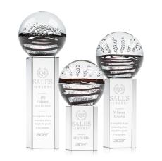 Cummins on Yoder Base Clear Globe Glass Trophy - Glass Trophies