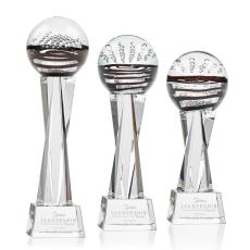 Cummins on Saldana Crystal Base Clear Globe Glass Trophy - Art Glass Trophies