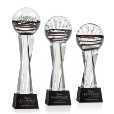 Cummins on Saldana Crystal Base Black Globe Glass Trophy - Glass Trophies