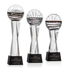 Cummins on Saldana Crystal Base Black Globe Glass Trophy - Art Glass Trophies