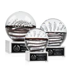 Cummins on Plated Crystal Base Clear Globe Glass Trophy - Glass Trophies