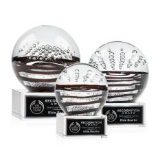 Cummins on Plated Crystal Base Clear Globe Glass Trophy - Art Glass Trophies