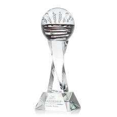 Cummins on Spirale Spire Base Clear Globe Glass Trophy - Glass Trophies