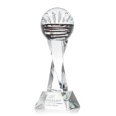 Cummins on Spirale Spire Base Clear Globe Glass Trophy - Art Glass Trophies