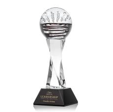 Cummins on Spirale Spire Base Black Globe Glass Trophy - Glass Trophies