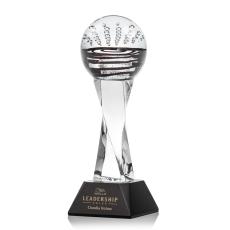 Cummins on Spirale Spire Base Black Globe Glass Trophy - Art Glass Trophies