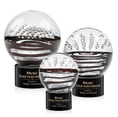 Cummins on Round Base Black Globe Glass Trophy - Glass Trophies
