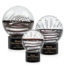 Cummins on Round Base Black Globe Glass Trophy - Art Glass Trophies