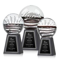 Cummins on Tall Marble Black Globe Glass Trophy - Glass Trophies