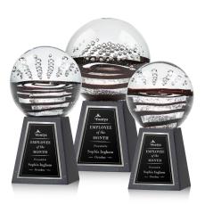 Cummins on Tall Marble Black Globe Glass Trophy - Art Glass Trophies
