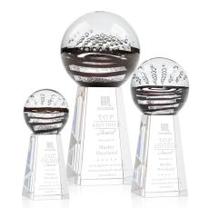 Cummins on Tall Crystal Base Clear Globe Glass Trophy - Glass Trophies