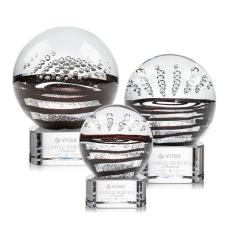 Cummins on Half Round Base Clear Globe Glass Trophy - Glass Trophies