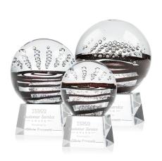 Cummins on Small Crystal Base Clear Globe Glass Trophy - Glass Trophies