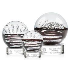 Cummins on Lockwood Base Clear Globe Glass Trophy - Glass Trophies