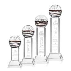 Cummins on Tower Base Clear Globe Glass Trophy - Art Glass Trophies