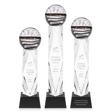Cummins on Toscana Base Black Globe Glass Trophy - Art Glass Trophies