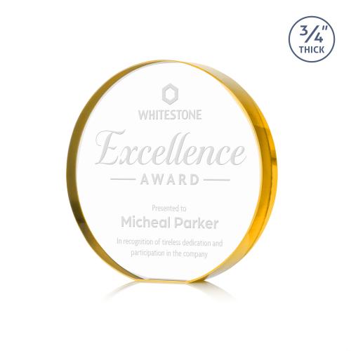 Awards and Plaques - Crystal Trophies - McMahon Gold Circle Crystal Trophy