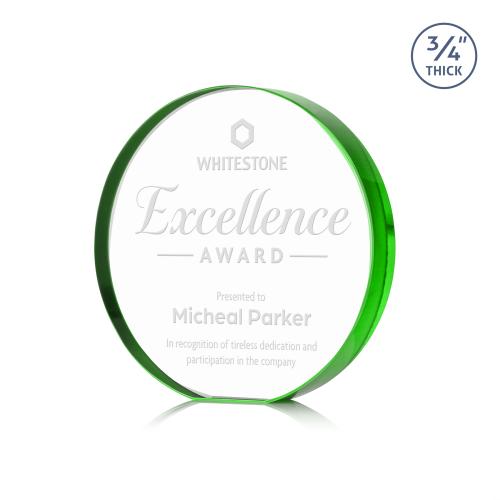 Awards and Plaques - Crystal Trophies - McMahon Green Circle Crystal Trophy