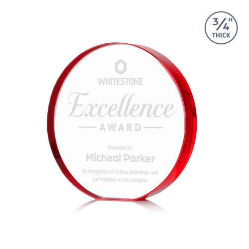 Awards and Plaques - Crystal Trophies - McMahon Red Circle Crystal Trophy