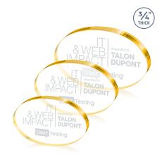 Barlow Oval Gold Circle Crystal Trophy - Employee of the Month