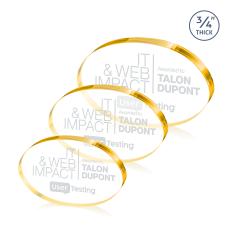 Barlow Oval Gold Circle Crystal Trophy - Crystal Trophies