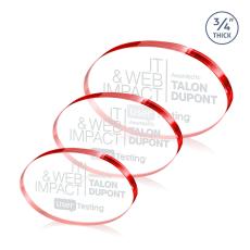Barlow Oval Red Circle Crystal Trophy - Crystal Paperweights
