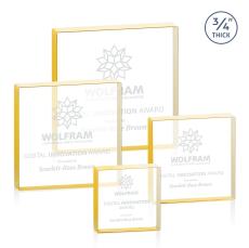 Upton Square Gold Square / Cube Crystal Trophy - Crystal Trophies