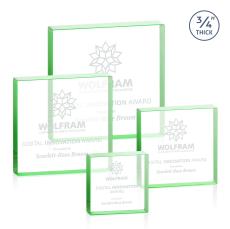 Upton Square Green Square / Cube Crystal Trophy - Crystal Trophies